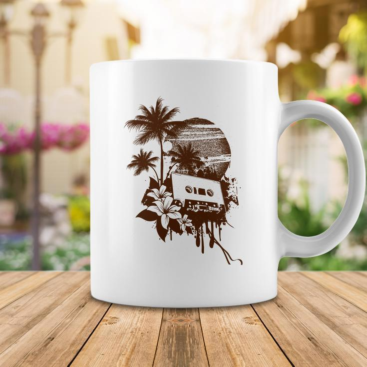 Summer Party Brown Palm Trees Flower Cassette Coffee Mug Unique Gifts