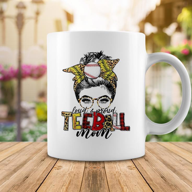 Teeball Mom Leopard Ball Mom Messy Hair Bun Mothers Day Coffee Mug Funny Gifts