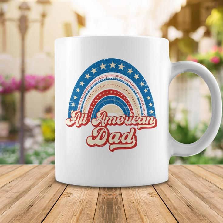 Us Flag Rainbow All American Dad 4Th Of July Mothers Day Coffee Mug Funny Gifts