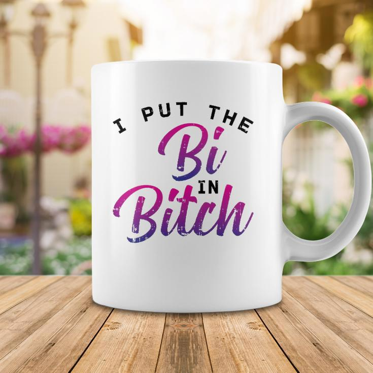 Womens I Put The Bi In Bitch Funny Bisexual Pride Flag Lgbt Gift Coffee Mug Unique Gifts