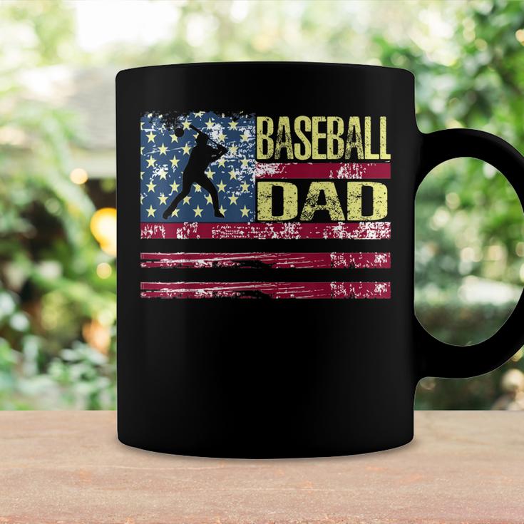 Mens Vintage Usa American Flag Proud Baseball Dad Player   Coffee Mug