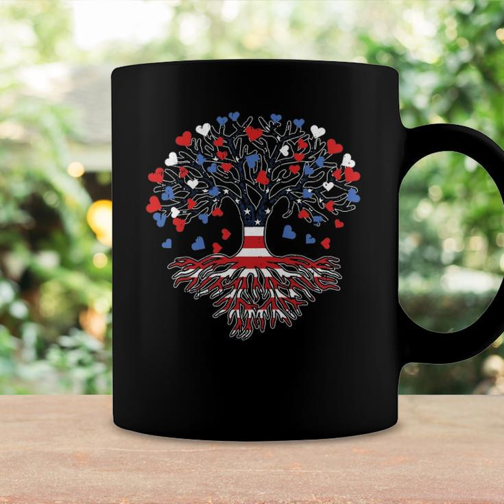 American Tree 4Th Of July Usa Flag Hearts Roots Patriotic Coffee Mug Gifts ideas