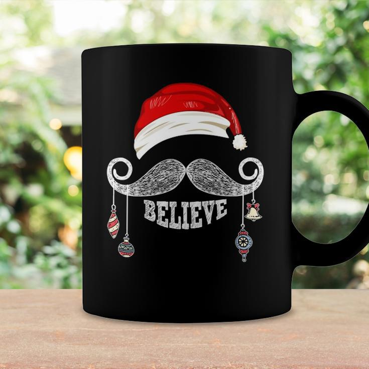 Believe Christmas Santa Mustache With Ornaments - Believe Coffee Mug Gifts ideas