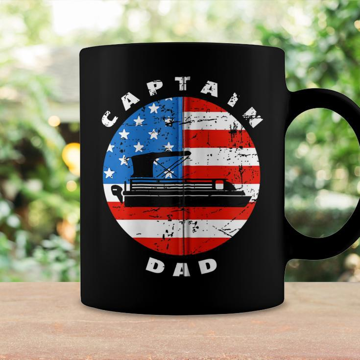 Captain Dad Pontoon Boat Retro Us Flag 4Th Of July Boating Zip Coffee Mug Gifts ideas