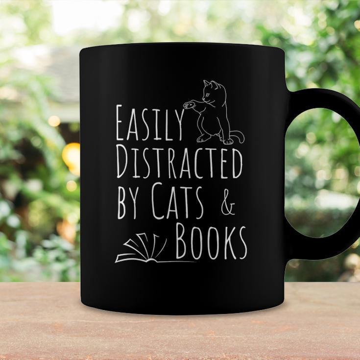 Easily Distracted Cats And Books Cat And Book Tee Coffee Mug Gifts ideas