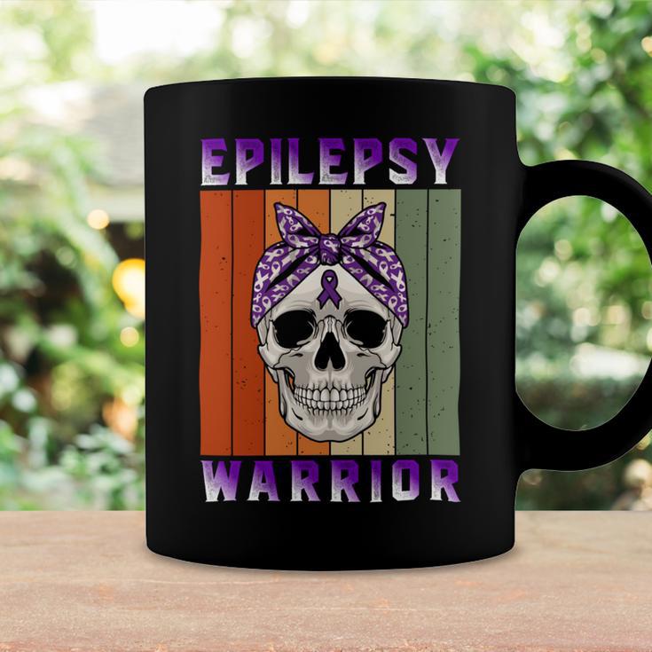 Epilepsy Warrior Skull Women Vintage Purple Ribbon Epilepsy Epilepsy Awareness Coffee Mug Gifts ideas