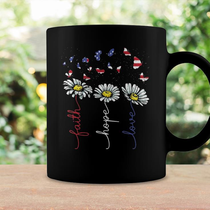 Faith Hope Love 4Th July Daisy Flowers Butterflies Us Flag Coffee Mug Gifts ideas