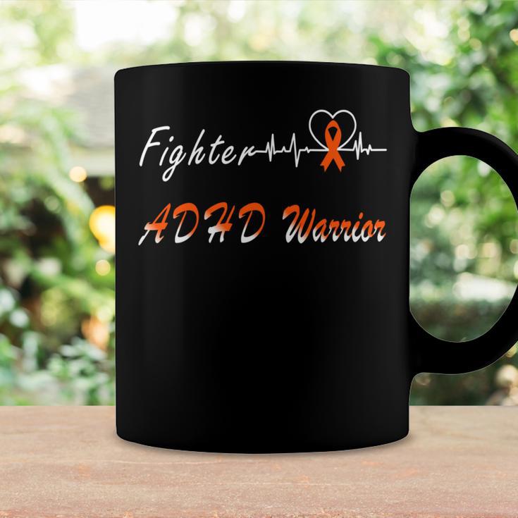 Fighter Adhd Warrior Heartbeat Orange Ribbon Attention Deficit Hyperactivity Disorder Adhd Awareness Coffee Mug Gifts ideas