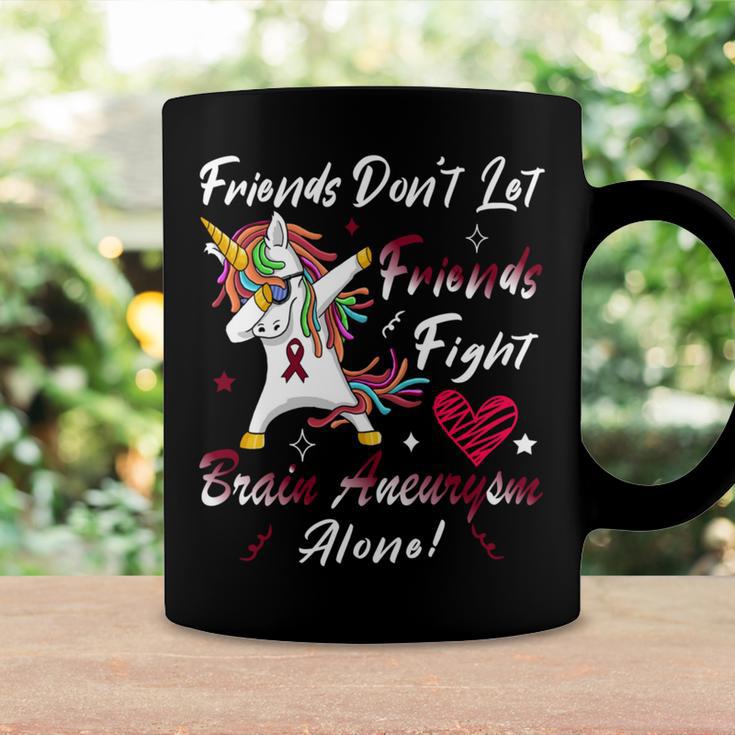 Friends Dont Let Friends Fight Brain Aneurysm Alone Unicorn Burgundy Ribbon Brain Aneurysm Bpd Brain Aneurysm V2 Coffee Mug Gifts ideas