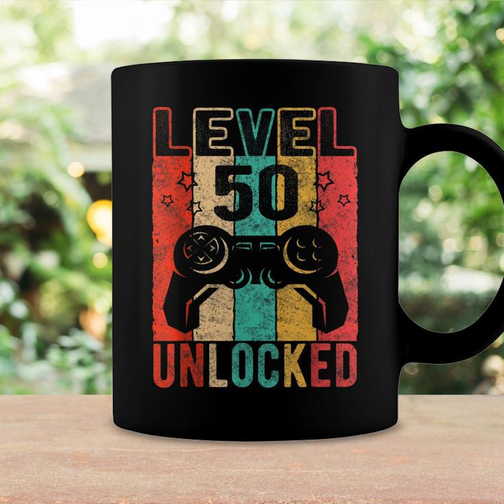 Fun 50Th Birthday Level 50 Unlocked Retro Graphic Birthday Coffee Mug Gifts ideas
