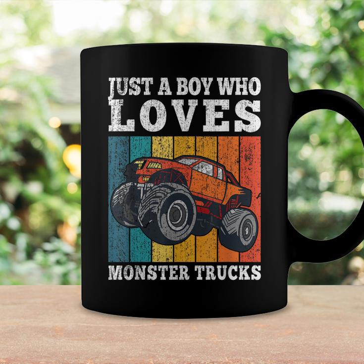 Just A Boy Who Loves Monster Trucks Kids Boys Truck Driver Coffee Mug Gifts ideas