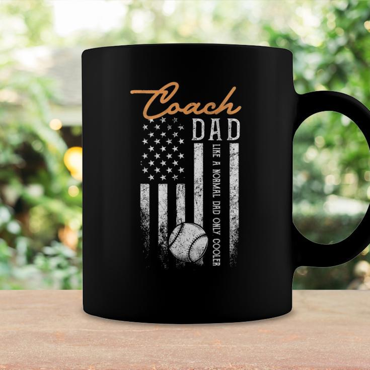 Mens Baseball Coach Dad Like A Normal Dad Only Cooler Usa Flag Coffee Mug Gifts ideas