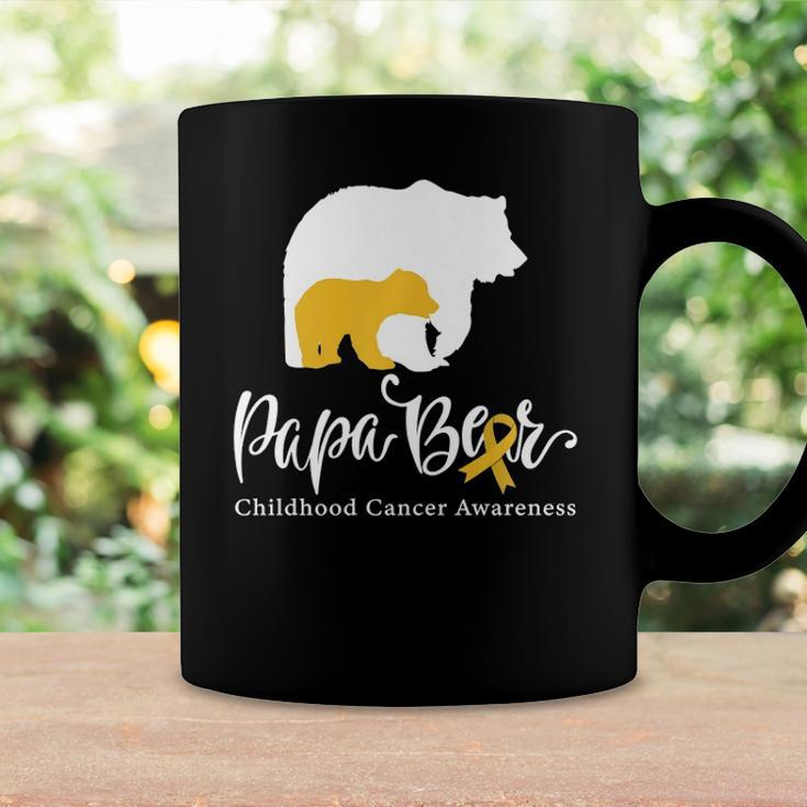 Mens Papa Bear Gold Ribbon Childhood Cancer Awareness Coffee Mug Gifts ideas