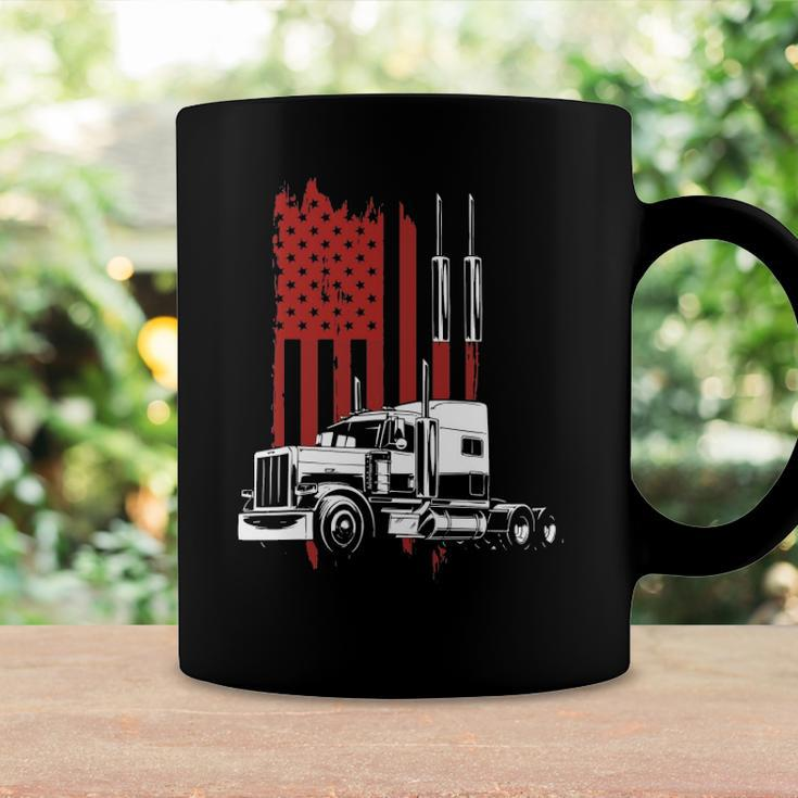 Mens Trucker American Flag Patriotic Truck Driver 4Th Of July Coffee Mug Gifts ideas