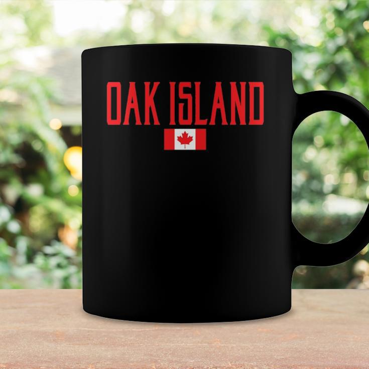 Oak Island Canada Flag Vintage Red Text Coffee Mug Gifts ideas