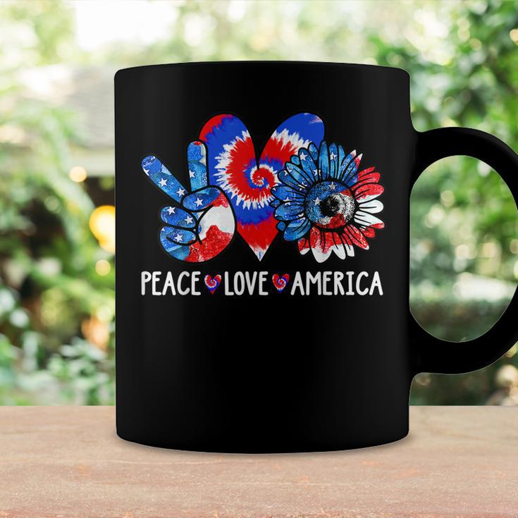 Peace Love America Sunflower Patriotic Tie Dye 4Th Of July Coffee Mug Gifts ideas