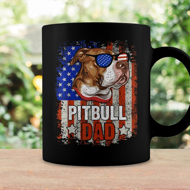 Pitbull Dad 4Th Of July American Flag Glasses Dog Men Boy Coffee Mug Gifts ideas