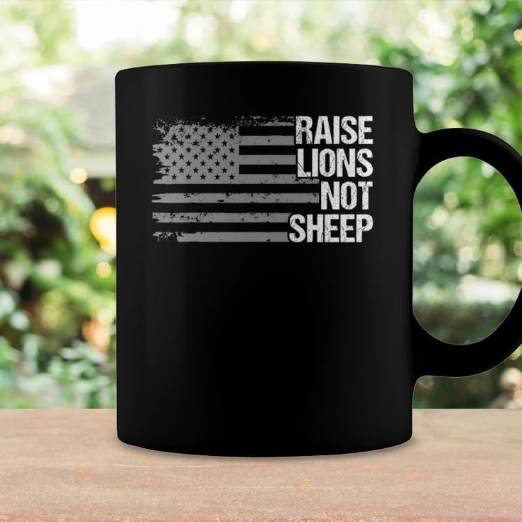 Raise Lions American Flag Not Sheep Patriotic Lion Men Women Coffee Mug Gifts ideas