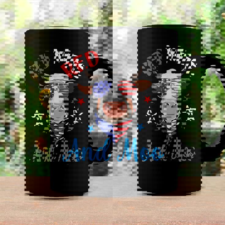 Red White And Moo 4Th Of July Cow Usa Flag Farmer Patriotic Coffee Mug Gifts ideas