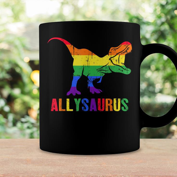 T Rex Dinosaur Lgbt Gay Pride Flag Allysaurus Ally Coffee Mug Gifts ideas