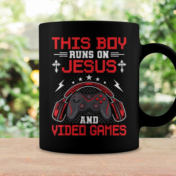 This Boy Runs On Jesus And Video Games Video Gamer Gaming Coffee Mug Gifts ideas