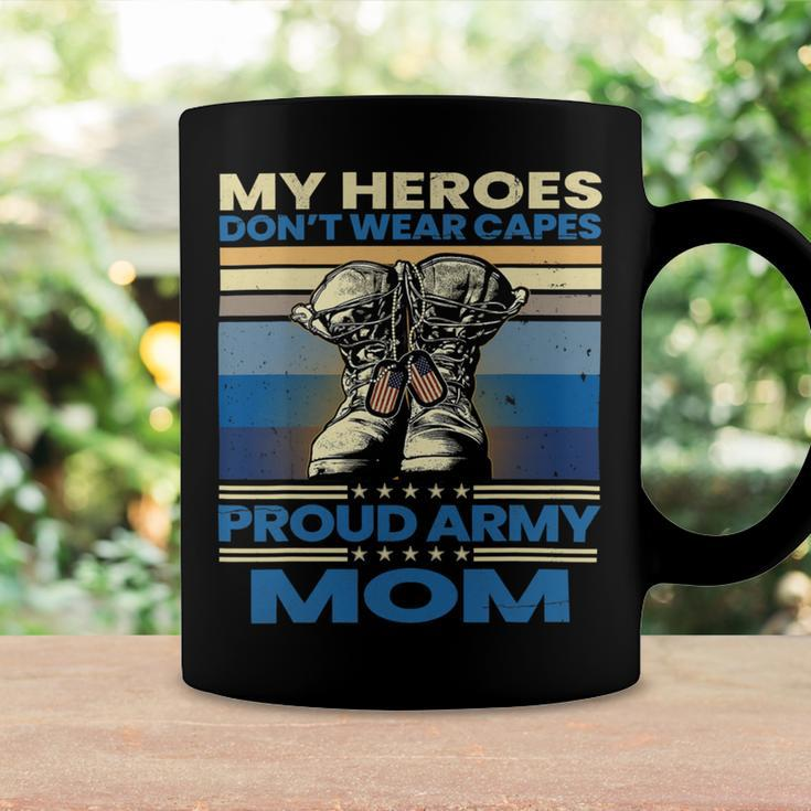 Vintage Veteran Mom My Heroes Dont Wear Capes Army Boots T-Shirt Coffee Mug Gifts ideas