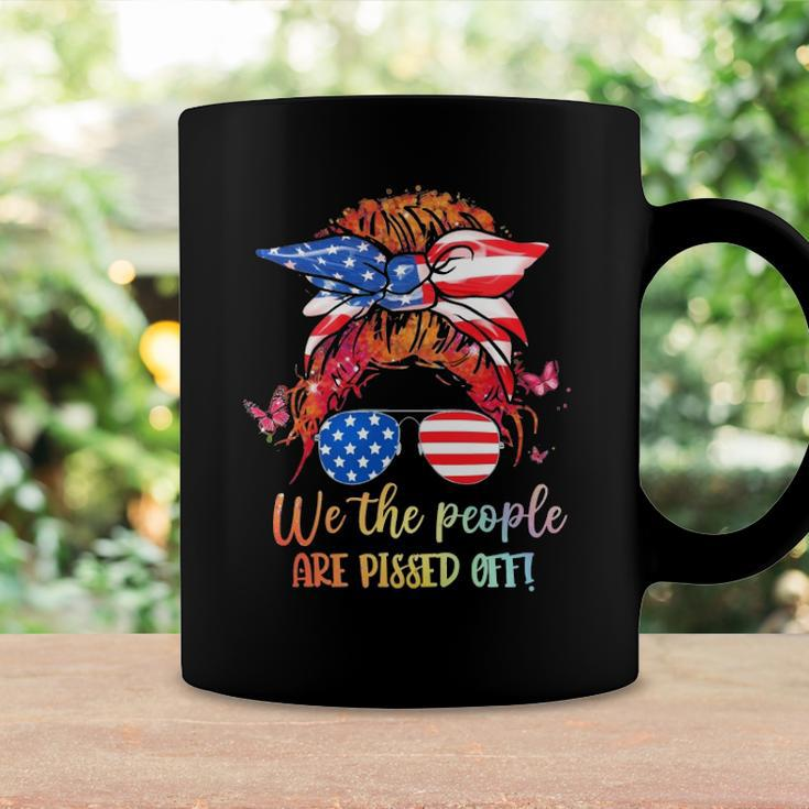 We People Are Pissed Off Patriotic Messy Bun Hair Usa Flag Coffee Mug Gifts ideas