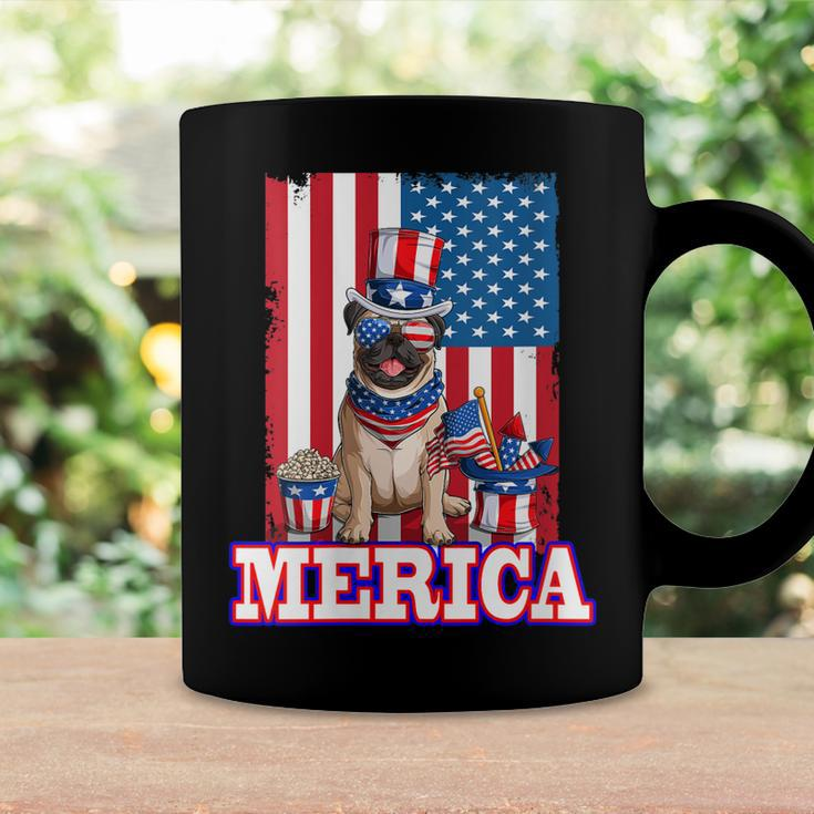 Womens Pug Dad Mom 4Th Of July American Flag Merica Dog Coffee Mug Gifts ideas