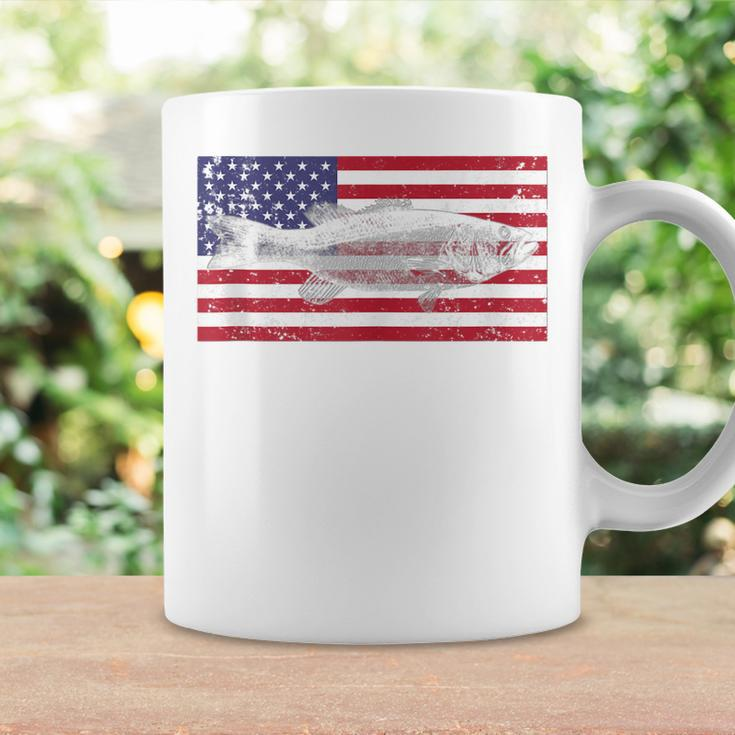 4Th Of July American Flag Bass Fish Usa Distressed Mens Dad Coffee Mug Gifts ideas