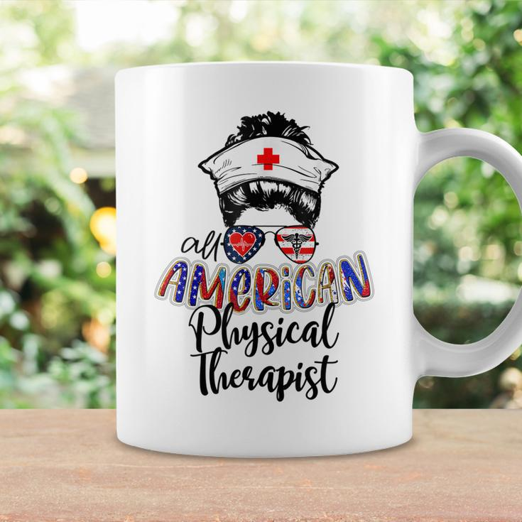 All American Nurse Messy Buns 4Th Of July Physical Therapist Coffee Mug Gifts ideas