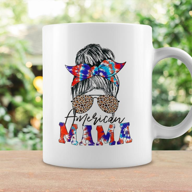 American Mama Usa Patriot Flag Tie Dye 4Th Of July Messy Bun Coffee Mug Gifts ideas