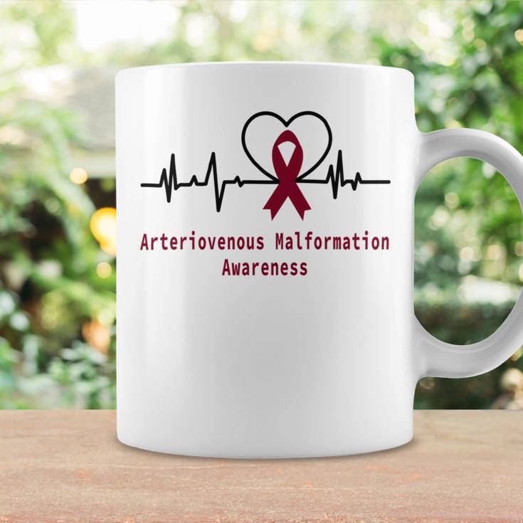 Arteriovenous Malformation Awareness Heartbeat Burgundy Ribbon Arteriovenous Malformation Support Arteriovenous Malformation Awareness Coffee Mug Gifts ideas