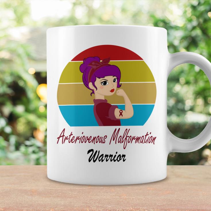 Arteriovenous Malformation Strong Women Vintage Funny Burgundy Ribbon Arteriovenous Malformation Support Arteriovenous Malformation Awareness Coffee Mug Gifts ideas