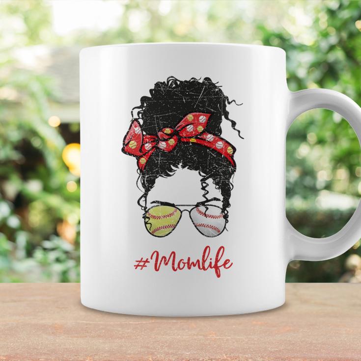 Baseball Softball Momlife Mom Messy Bun Afro Mom Mothers Day Coffee Mug Gifts ideas