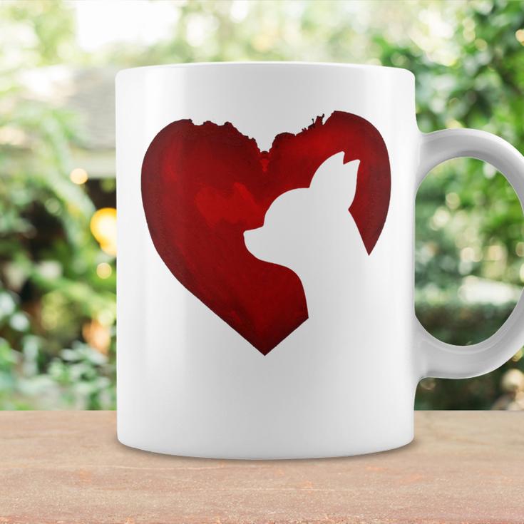 Chihuahua Shape With Red Heart Painting For Valentine Day Coffee Mug Gifts ideas