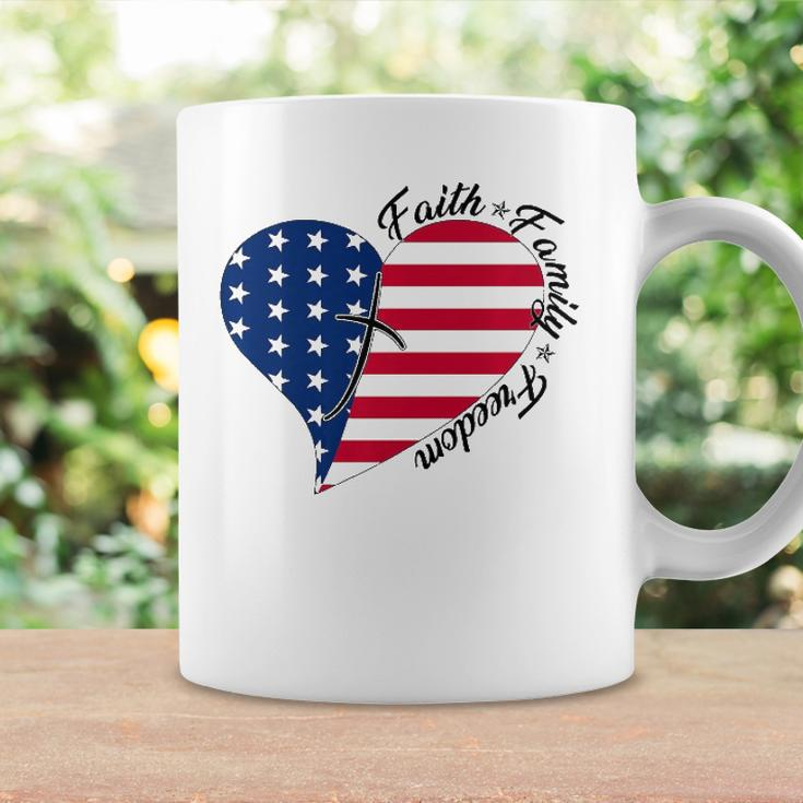 Faith Family Freedom American Flag Heart 4Th Of July Coffee Mug Gifts ideas