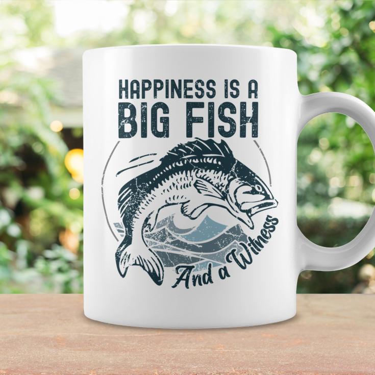 Happiness Is A Big Fish And A Witness Fisherman Dad Blue Coffee Mug Gifts ideas