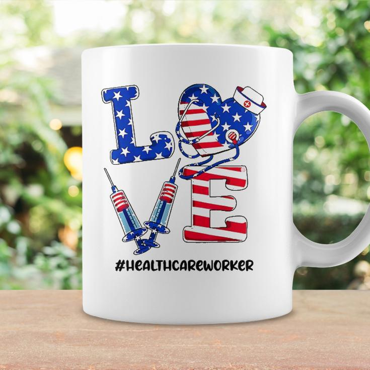 Love Healthcare Worker 4Th Of July American Flag Patriotic Coffee Mug Gifts ideas