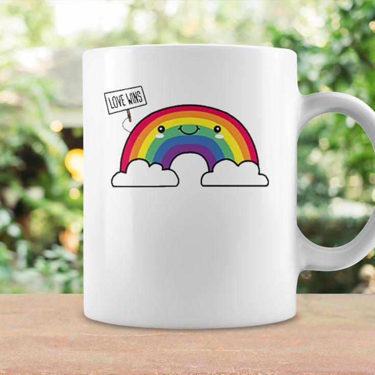 Love Wins Lgbt Kawaii Cute Anime Rainbow Flag Pocket Design Coffee Mug Gifts ideas