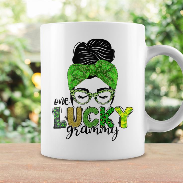 One Lucky Grammy Life Messy Bun St Patricks Day Irish Coffee Mug Gifts ideas