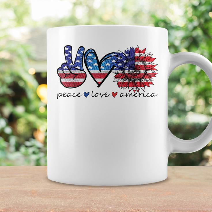 Peace Love America Flag Sunflower 4Th Of July Memorial Day Coffee Mug Gifts ideas