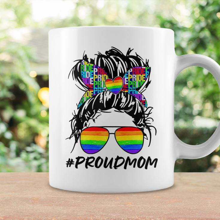 Proud Mom Lgbt Gay Pride Messy Bun Rainbow Lgbtq Coffee Mug Gifts ideas