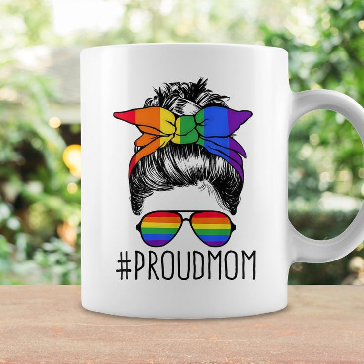 Proud Mom Messy Hair Bun Lgbtq Rainbow Flag Lgbt Pride Ally V3 Coffee Mug Gifts ideas