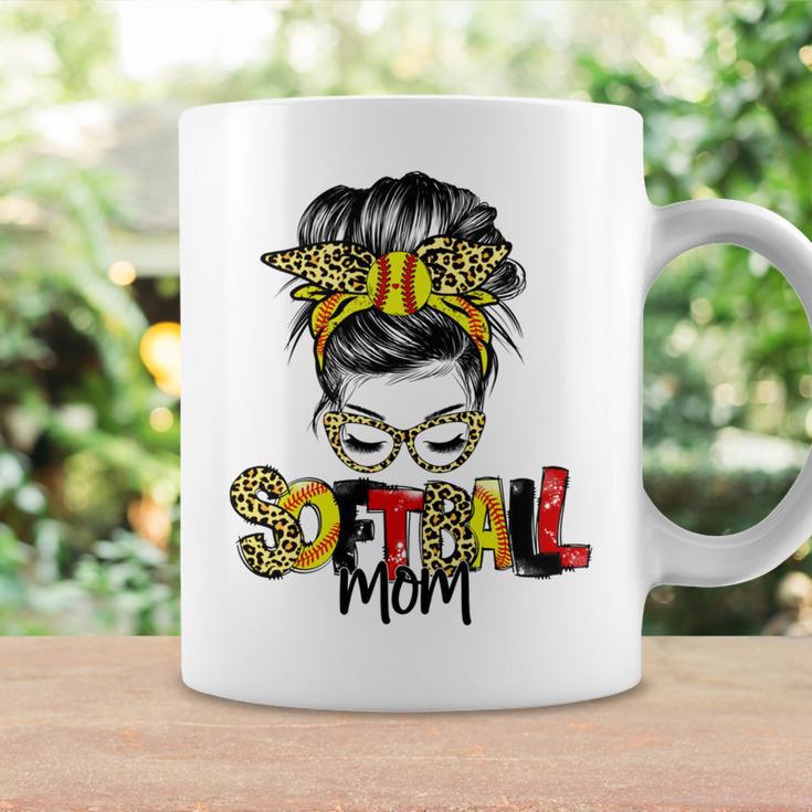 Softball Mom Leopard Messy Bun Ball Mom Mothers Day Coffee Mug Gifts ideas