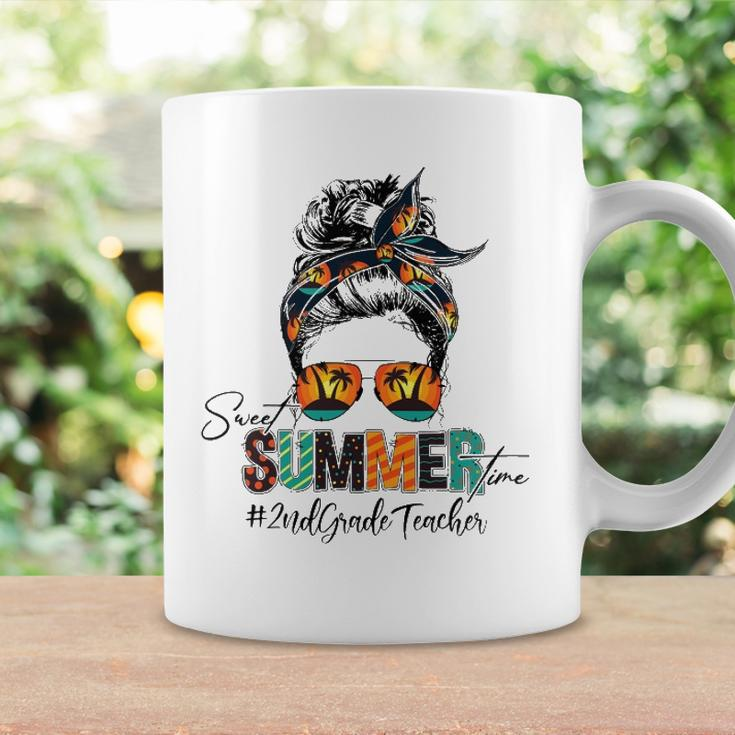 Sweet Summer Time 2Nd Grade Teacher Messy Bun Beach Vibes Coffee Mug Gifts ideas