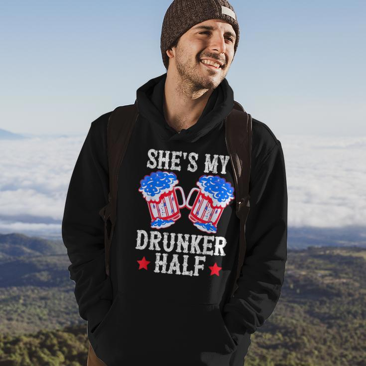 4Th Of July Matching Couple Shes Is My Drunker Half Hoodie Lifestyle
