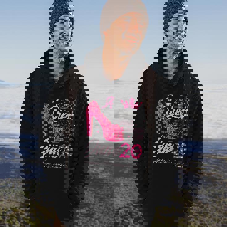 A Queen Was Born On June 20 High Heels June 20Th Birthday Hoodie Lifestyle