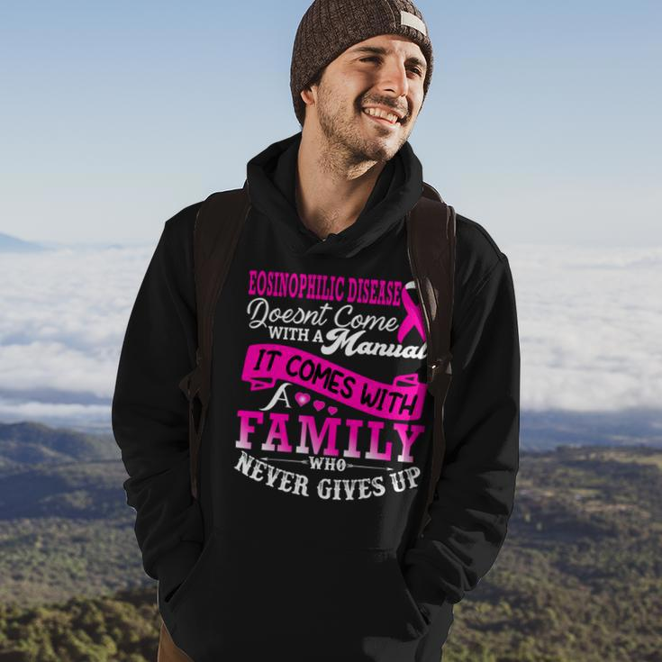 Eosinophilic Disease Doesnt Come With A Manual It Comes With A Family Who Never Gives Up Pink Ribbon Eosinophilic Disease Eosinophilic Disease Awareness Hoodie Lifestyle