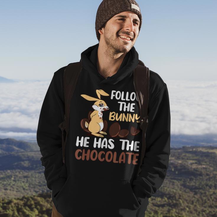 Follow The Bunny He Has Chocolate Hoodie Lifestyle