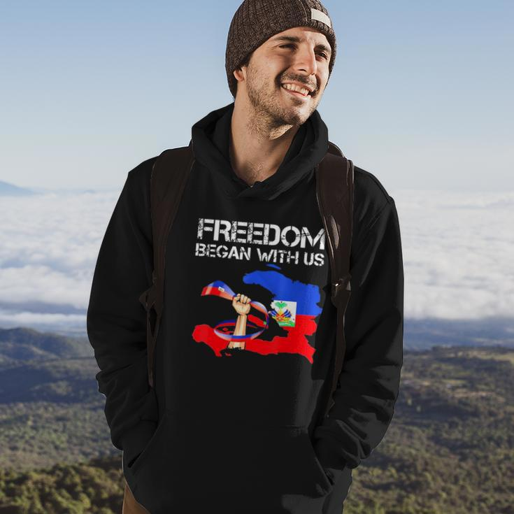 Freedom Began With Us Haitian Flag Happy Independence Day Hoodie Lifestyle